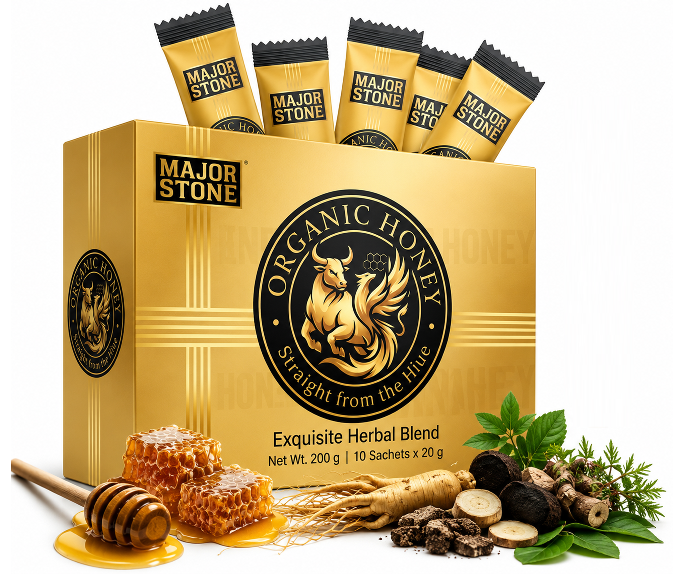 Major Stone™ Organic Honey - Exquisite Herbal Blend for Men - Made With Potent Herbal Extracts
