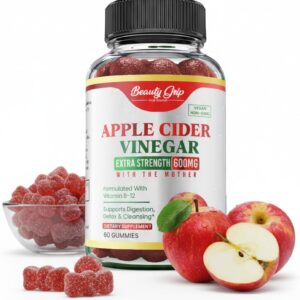 Apple Cider Vinegar Gummies with The Mother – Organic ACV + Pomegranate, Beetroot & B12 – Digestive, Detox & Energy Support – Vegan, Halal – 60 Gummies
