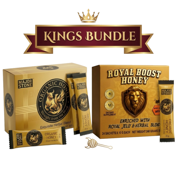 Kings Bundle – Major Stone Organic Honey & Royal Boost Honey, Premium Natural Honey Variety Pack, Gourmet Wellness Honey Gift Set for Daily Use